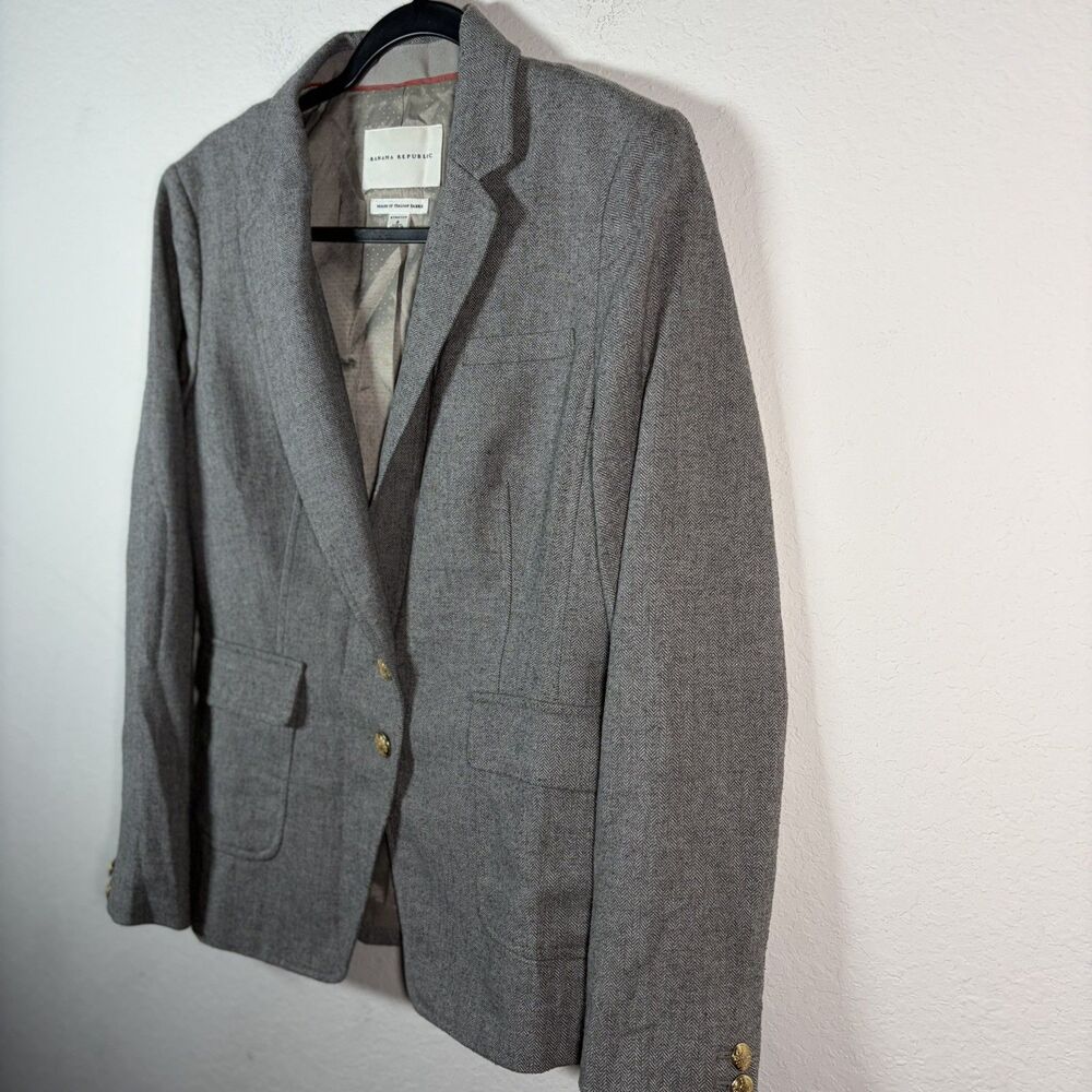 Banana Republic Women’s Italian Yarn Wool Blend Gray Blazer Size 8 Stretch - Picture 4 of 12